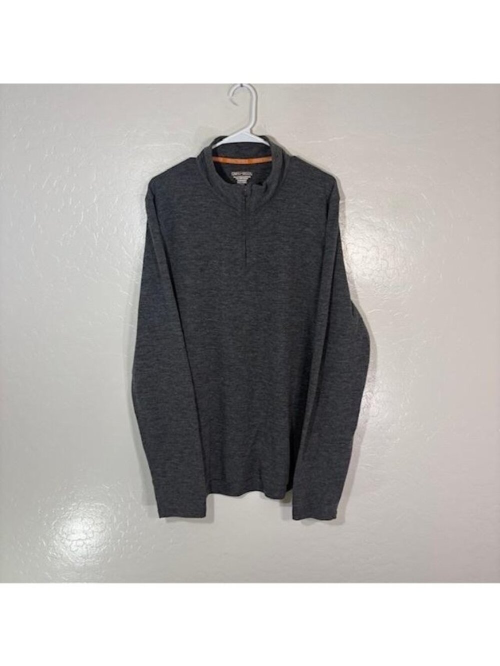 Omni-Wool Pullover Mens 2XL Gray 1/4 Zip Long Sleeve Wool Blend Top Athletic